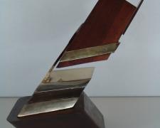 Side Glance, 2009 painted steel, walnut, cast silicon bronze, brass 15 1/2 x 17 1/4 x 8"