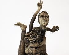 skeptic, 2019, fired clay, brown wash, 21 x 13 x 9”