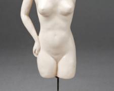 Gyula's Yearning 2007 Assemblage - ceramic torso, cast metal souvenir replica, steel rod (on wood plinth) 14 1/2 x 5 1/2 x 5 1/2"