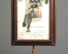 Remembrance 2007 Assemblage - framed religious certificate, book illustrations, lamp art, brass rod 20 1/2 x 11 x 7 3/4"