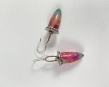 Sandie Zilker, "Dangling Colors Earrings", 2023, sterling, resin, 2 x 1/2 x 1/2"