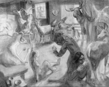 Oxford Revolt, 2005, graphite on paper, 35 x 48"