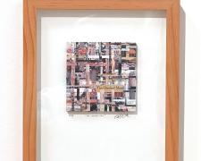 "The Ossified Man", 2012, paper collage on board, 4 x 4" / f.s. 12 x 15 x 1 1/2"