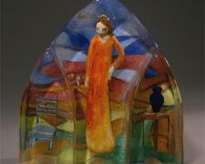 Clarissa Prepares, 2006, cast glass with off-hand inclusion, 14 x 14 x 4 1/2"