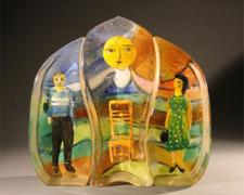 After things cooled down..., 2010, sand cast glass with inclusions, 14 x 14 1/2 x 4"