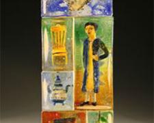 Remembering Mrs. Delany, 2010, sandcast glass assembled with inclusions, 20 x 8 x 5 1/4"