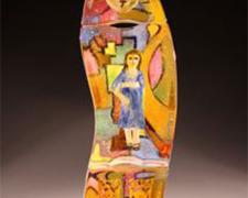 Klimt Haiku, 2010, cast glass assembled with inclusions and gold leaf, 24 x 8 x 4 1/4"