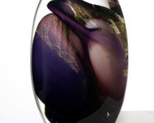 Purple Gold Vortex Pod, 2012, free blown glass, gold, ground, polished, 11 1/2 x 8 x 4"