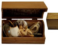 The Line of Pale Queens, 2015, assemblage, 2 1/2 x 6 1/4"
