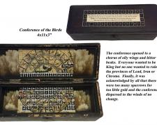"The Conference of the Birds", assemblage, 4 x 11 x 3"