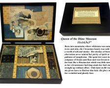 "Queen of the Dime Museum", assemblage, 11 x 14 1/2 x 3"