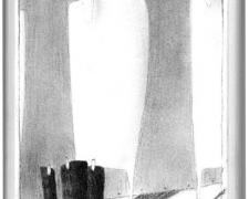 Standing with White Gods, 2008, graphite on gessoed panel, 7 x 5"
