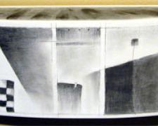 Tiny Boundaries, 2011, graphite on gessoed panel, 5 x 21 x 2 1/4"