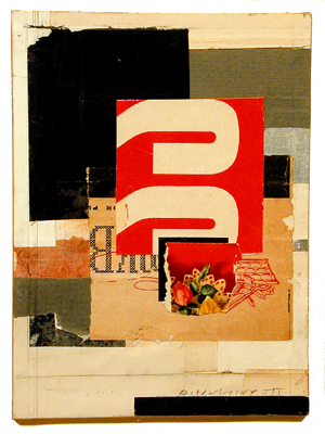 number 8, 2004, acrylic, found paper collage on museum board, 6 1/4 x 4 3/4"