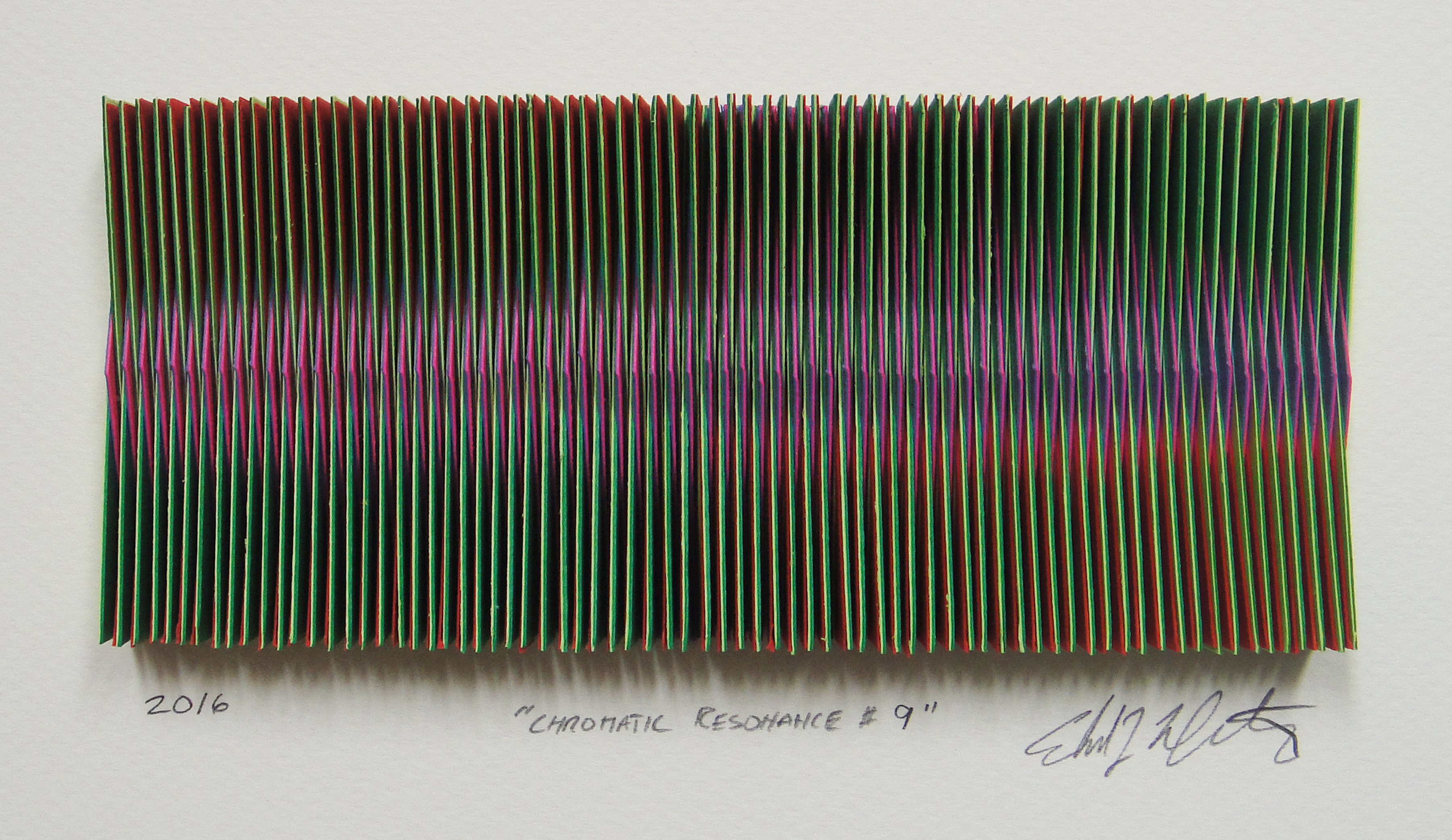 Chromatic Resonance #9, 2016, paper, i.s. 2 1/2 x 5 1/2 x 1/2" / f.s. 12 x 15 x 1 1/2"