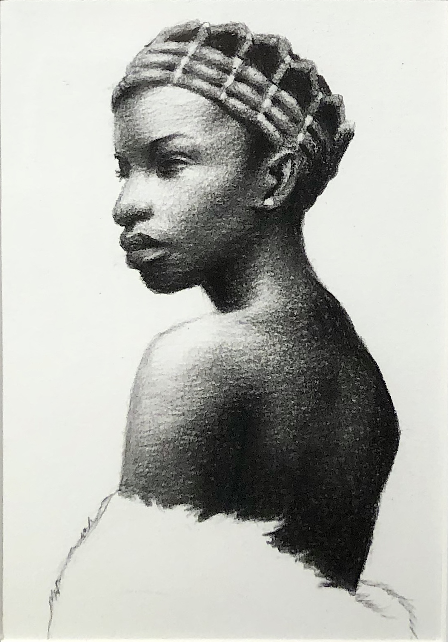 Kingsley Onyeiwu, "Untitled", 2019, charcoal, p.s. 9 1/2 x 8" / i.s. 6 1/2 x 4 1/2" / f.s. 11 1/4 x 9 1/4"