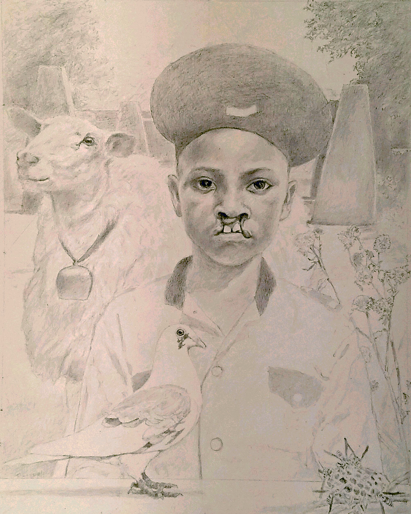 Kush, 2018, graphite on paper, i.s. 14 1/2 x 11 1/2" / f.s. 20 x 17"