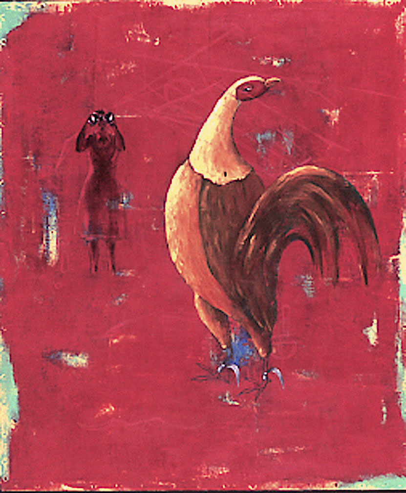 Cock, 2004, oil, acrylic, paper on canvas, 25 x 22", (Secondary Market)