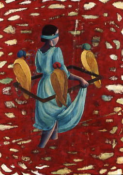 Leader, 2005, oil, acrylic, paper on canvas, 40 x 30"