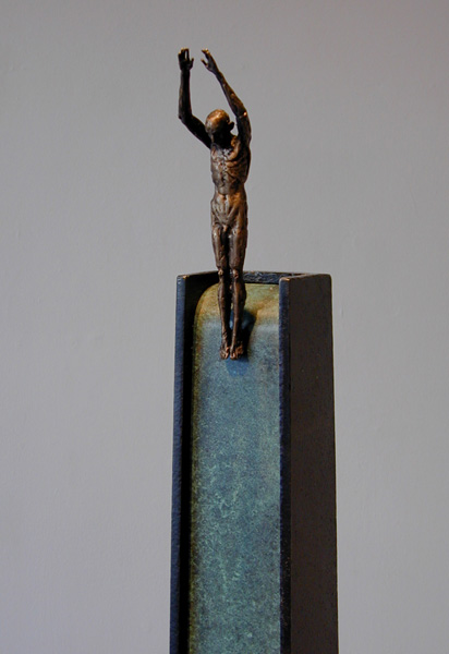 Kinesis (Diver Series), 2005, bronze, steel, 52 x 7 x 7", ed. 1/9