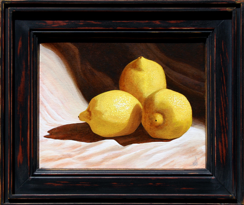 Three Lemons (The Great Escape), 2013, acrylic on stretched canvas, f.s. 12 x 14" / i.s. 8 x 10"