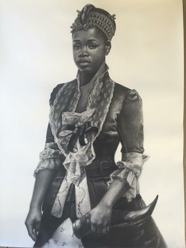 Bride Price, 2016, charcoal on paper, 50 x 38"