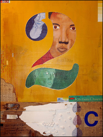 Choices 2006 Mixed media collage with epoxy finish on panel 48 x 36"