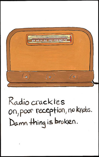 Radio Crackles, 2009, gouache on paper, 9 x 5 3/4"