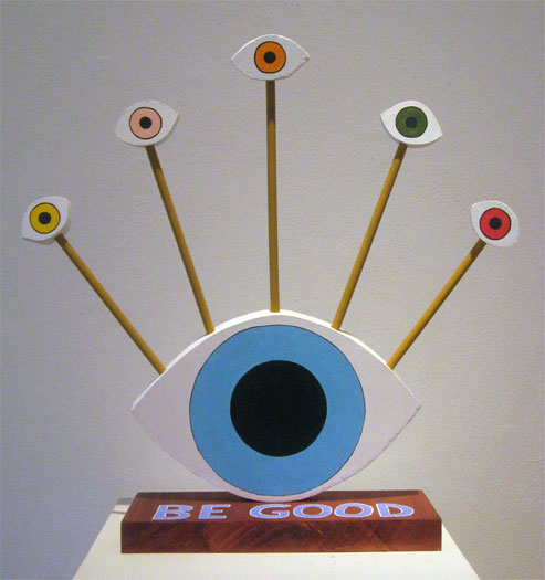 Be Good, 2010, acrylic on wood 17 x 17 x 4 1/2"