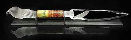 Raptor Knife #2, 2005, cast, blown glass, 20 x 3"