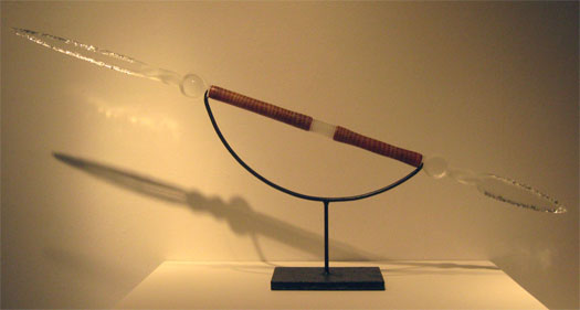 Staff of Light, 2008, flameworked, carved, knapped, 34 x 17 x 4"