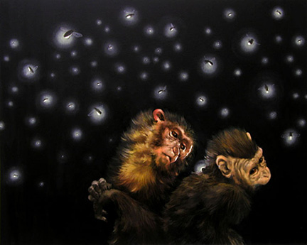 Firefly Catchers #3 2003 Oil on cradled Masonite 16 x 20"