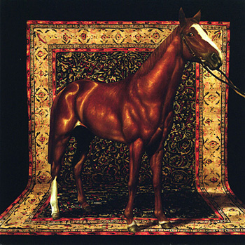 American Horse with Tabriz 2003 Oil on wood 7 1/4 x 7 1/4"