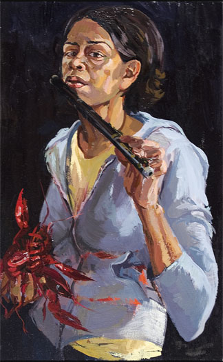 Crawfish Piper 2006 oil on canvas 24 x 15"