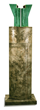 Double 2002 Oxidation-fired terra cotta and steel 80 x 26 x 18"