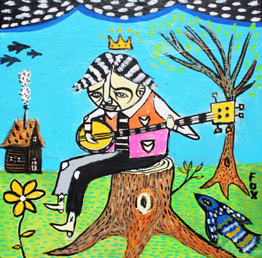 King of My Banjo, 2010, acrylic on wood panel, 12 x 12"