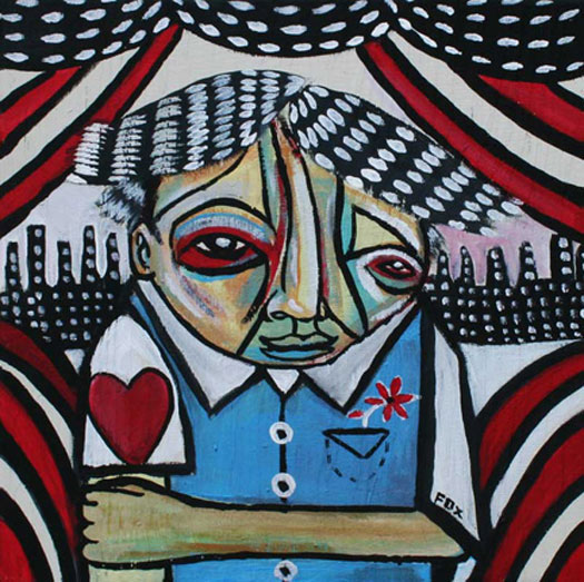 Heart On My Sleeve, 2010, acrylic on wood panel, 12 x 12