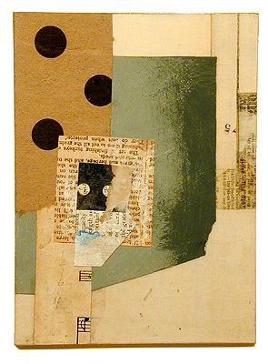 number 4 2004 Collage on board 7 3/8 x 5 5/8"