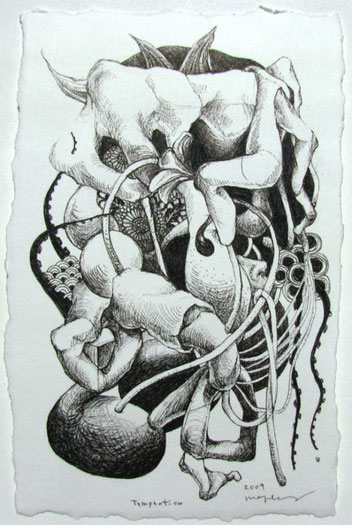 Temptation, 2009, ink on paper, 5 x 3"