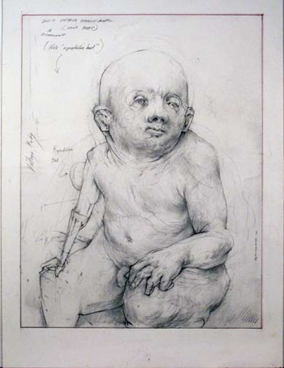 Vintage Infant Model (Sage Baby), 2010, graphite, 10 x 7 5/8"