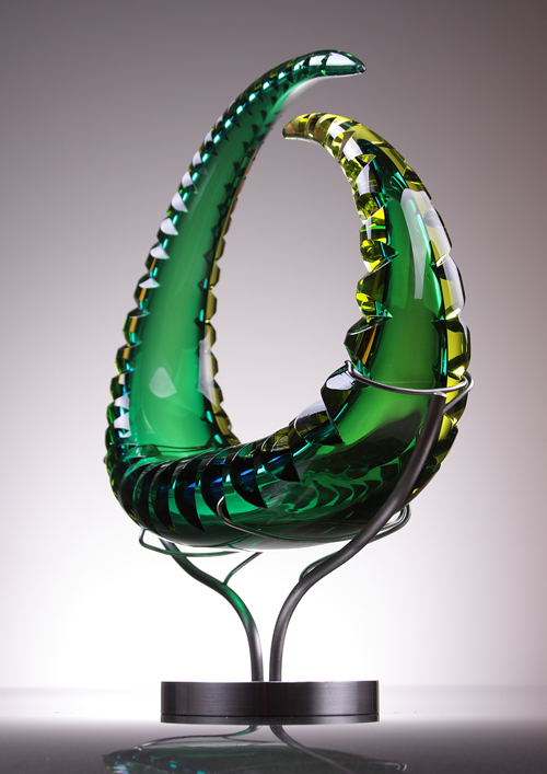 Mizuki, 2012, blown glass, diamond ground, polished, 16 x 16 x 4"