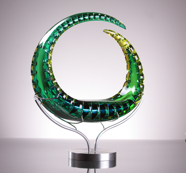 Mizuki, 2012, blown glass, diamond ground, polished, 16 x 16 x 4"