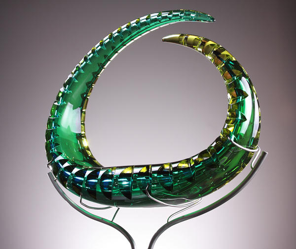 Mizuki, 2012, blown glass, diamond ground, polished, 16 x 16 x 4"