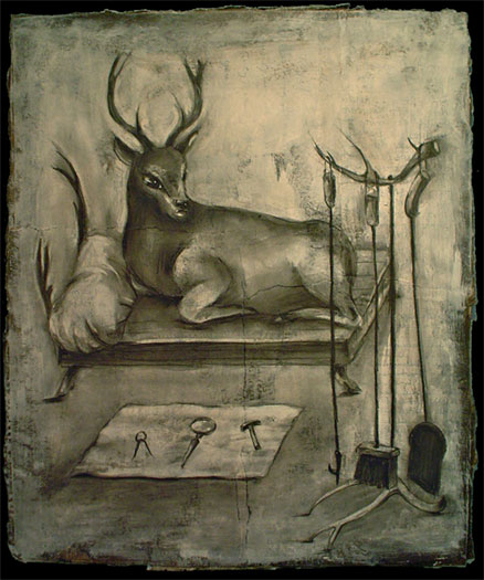 Resting 2006 acrylic, charcoal, paper 17 x 14"