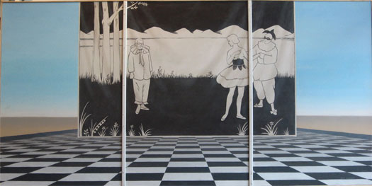 Otis Lumpkin by Aubrey Beardsley by Otis Lumpkin, 2008, oil on canvas, 36 x 72 1/2"