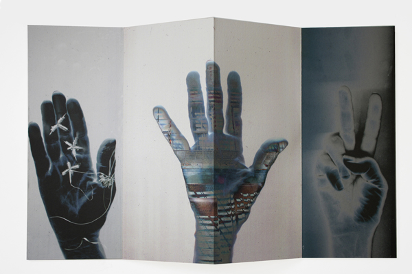 hand talk, 2012, monotypes, archival pigment print, concertina structure, 10 1/4 x 4" closed / 10 1/4 x 16 1/4" open