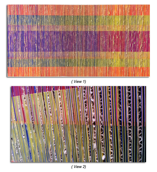 Chromatic Interference, 2013, colored paper, cardboard, illustration board, 48 x 24 x 1 1/2"