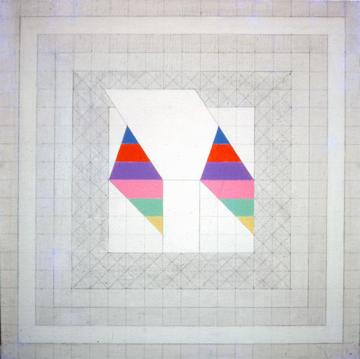 Prism #10, Small Double Osiris, 1974, acrylic, graphite on canvas, 20 x 20"