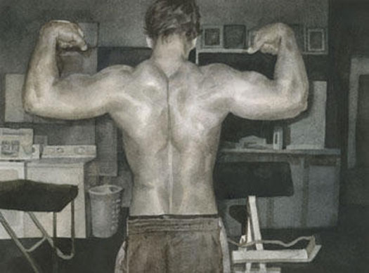 Untitled (man's back), 2010, watercolor, 8 x 10 1/2"