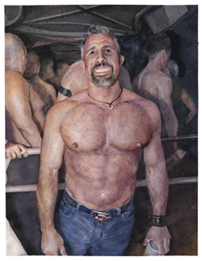 Untitled (gay bar), 2010, watercolor, 10 3/8 x 7 7/8"